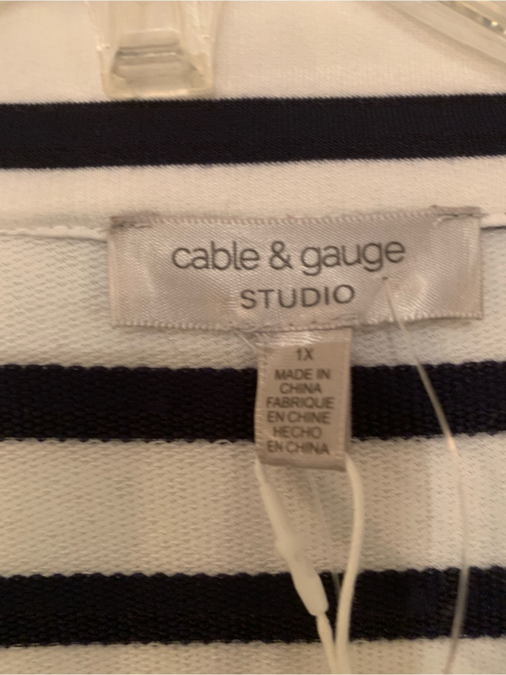 Cable & Gauge Black and White Striped Zip Soft Terry Jacket NWT retail $88 1X - Picture 7 of 11